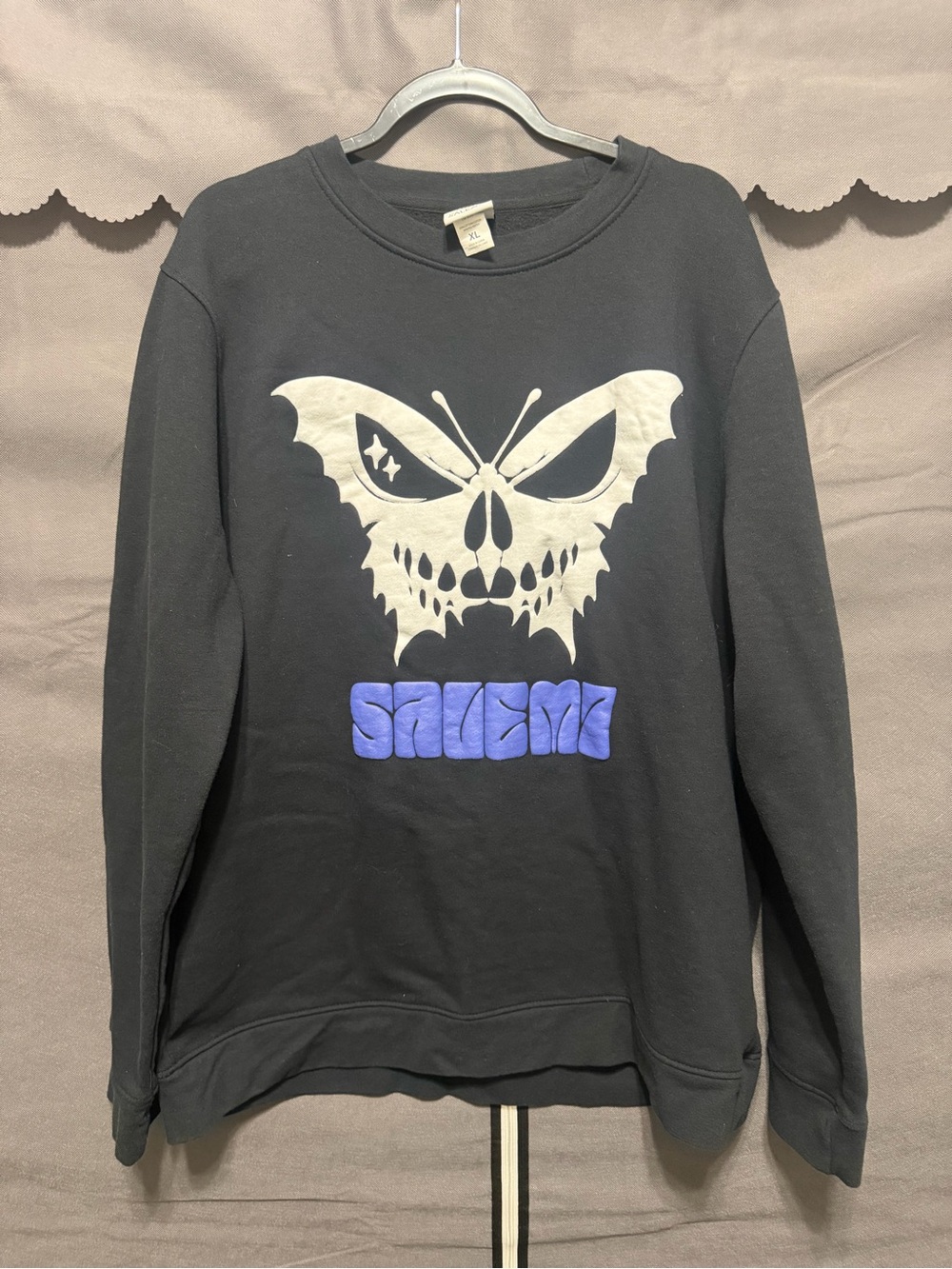 Black Salem7 Sweatshirt with Butterfly Design